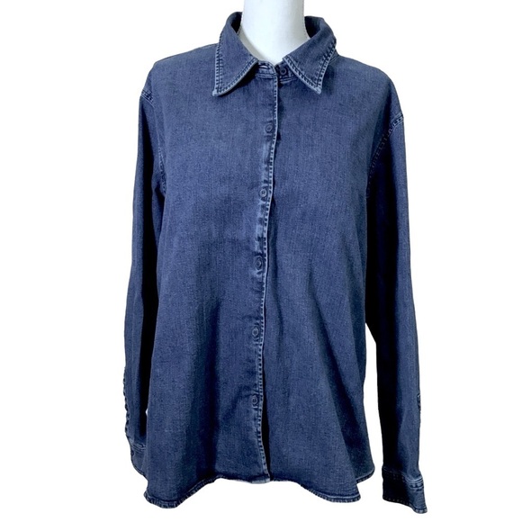 Liz Claiborne Denim Jacket Shirt Cinch Back Medium Wash Women Plus 3X - Picture 2 of 13